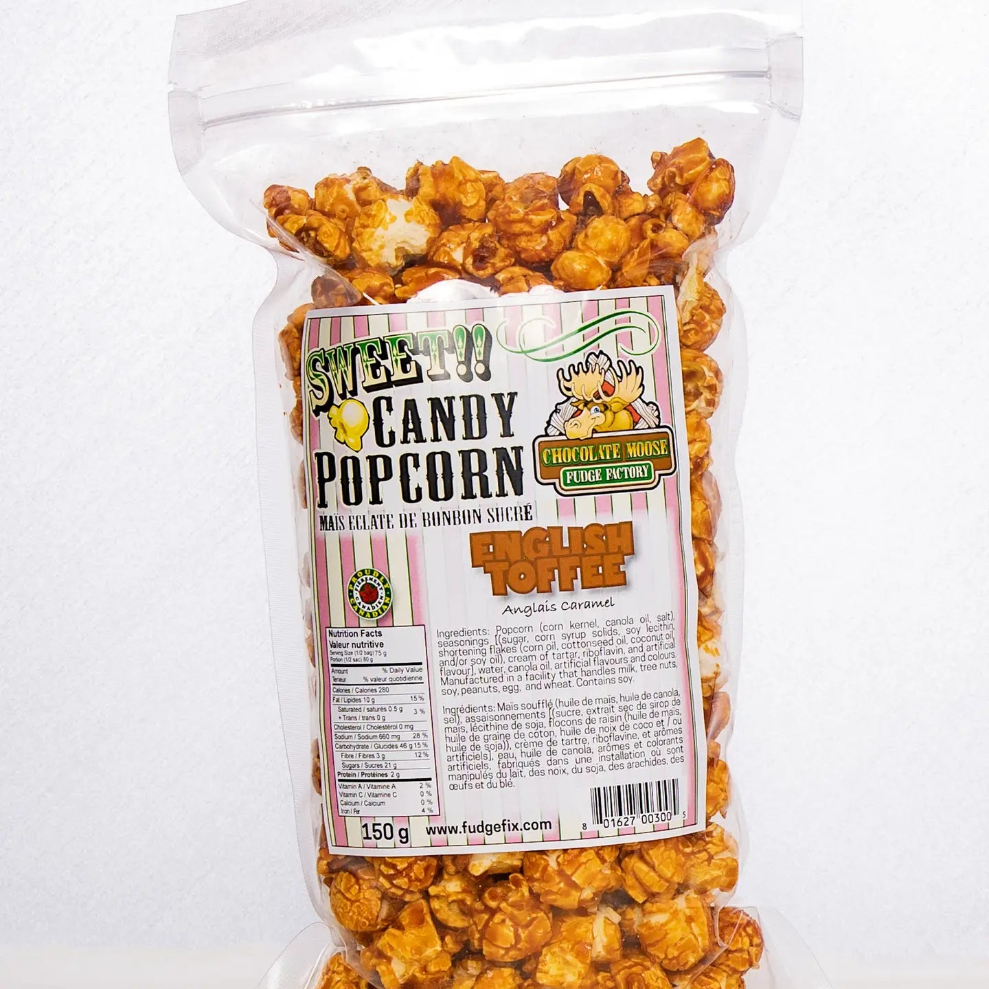 POP-CORN sucré - Toffee anglais 150g - Chocolate Moose Fudge Factory